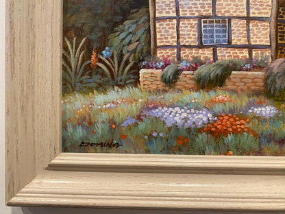 Domina Thatched Cottage Framed Oil on Canvas